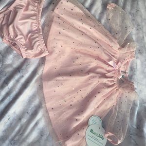 light sparkly pink 2pc dress 0-3months